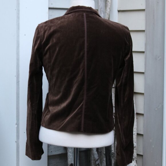 GAP Brown Stretch Cotton Velvet 1 Button Short Jacket Sz 4 - Picture 5 of 7